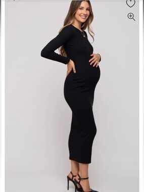 Pinkblush Black Long Sleeve Maternity Midi Dress